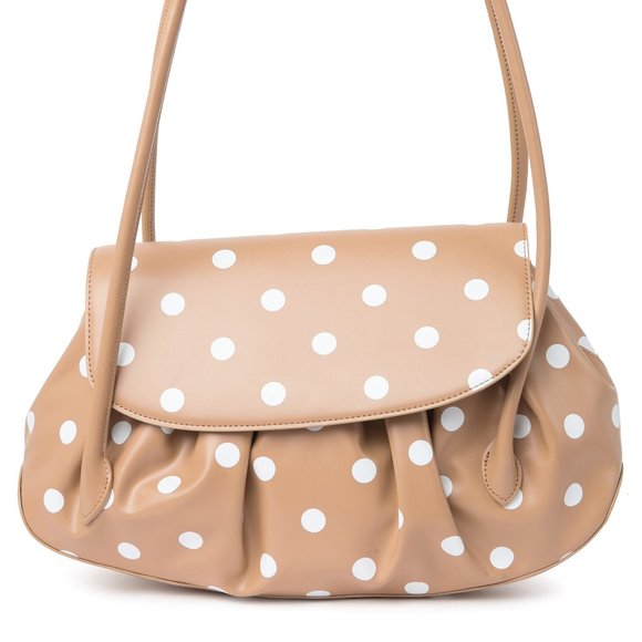 HOUSE OF WANT We Stand Out Shoulder Bag In Tan Polka Dot - Picture 3 of 3